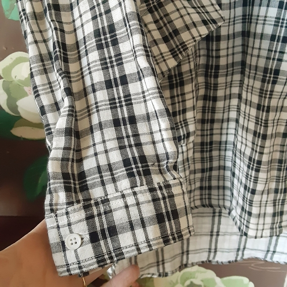 BY TOGETHER 100% Cotton Plaid Long Sleeve Top with Pockets Size Large - Picture 5 of 11